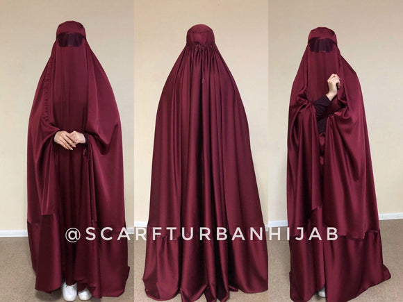Burgundy Afghan silk burqa