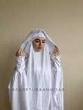 White Muslim wedding suit with hood