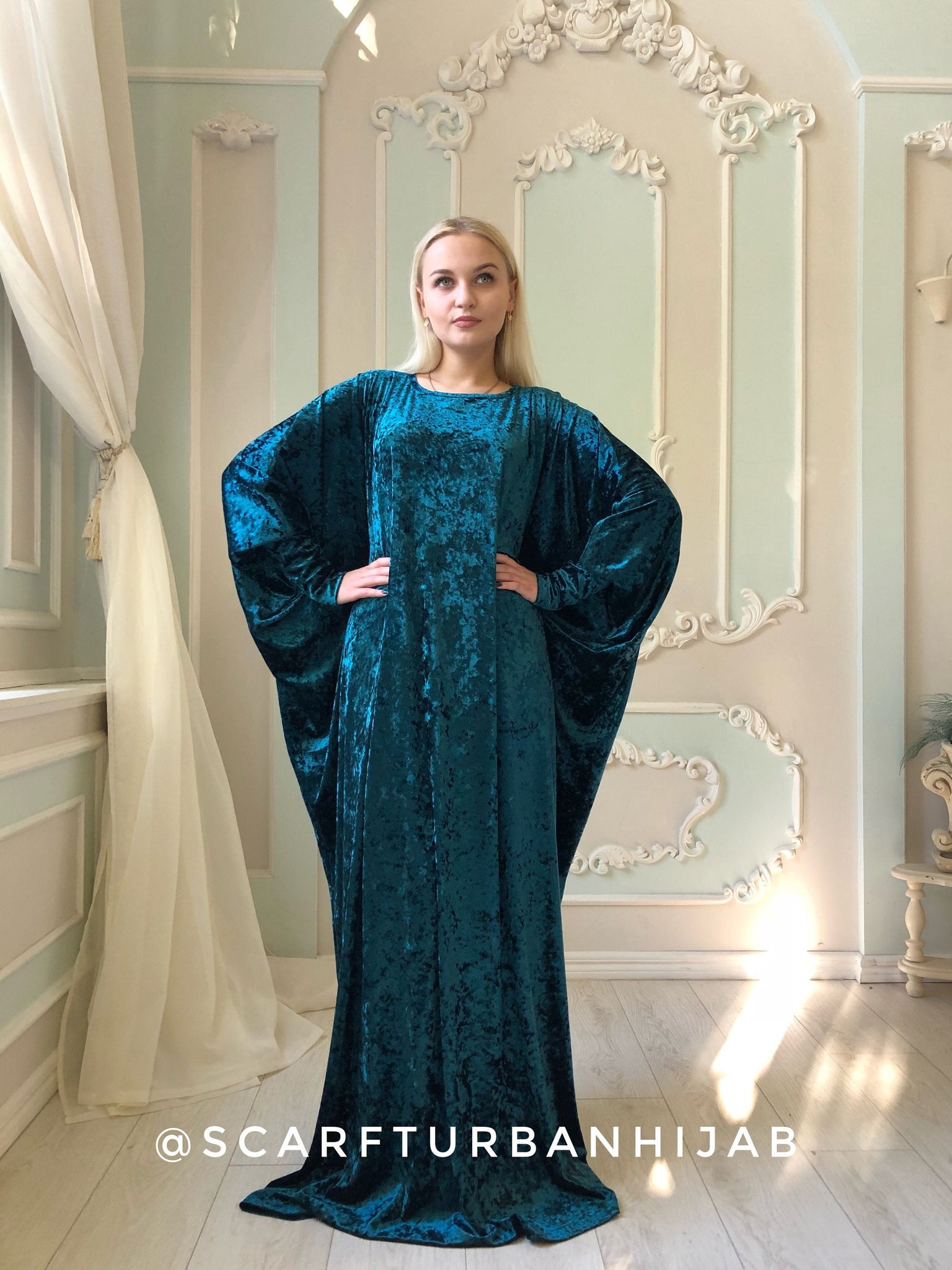 Bohemian emerald velvet Maxi Dress free size with hijab – ScarfTurbanHijab