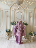 Pink velvet Jilbab suit with skirt