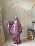 Pink velvet Jilbab suit with skirt