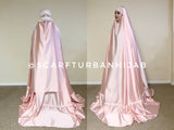  2 parts - a long khimar and a long niqab. both parts made of soft silk, the frontal part is made of jersey 