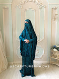 Emerald green velvet Jilbab suit with skirt