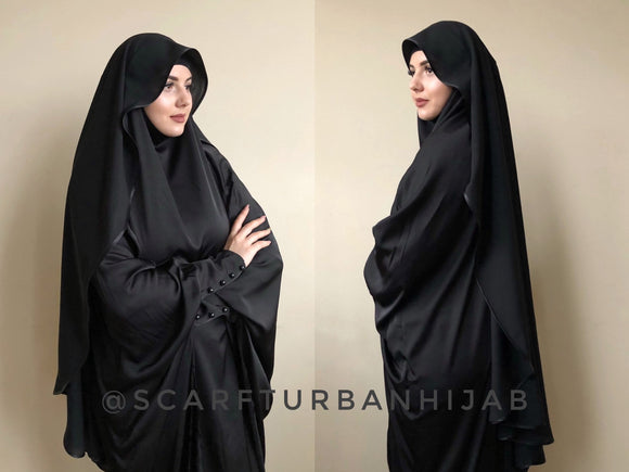 Black Crepe chiffon veil, Silk jilbab