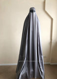 Silver gray silk Afghan burqa
