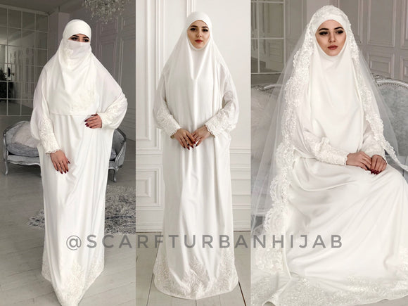 Gorgeous wedding  jilbab with niqab and veil