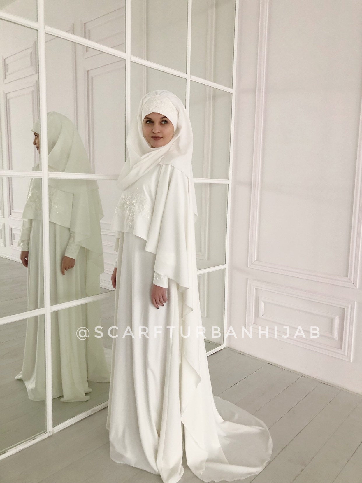 Modesty Wedding costume dress with cape and hijab  ScarfTurbanHijab