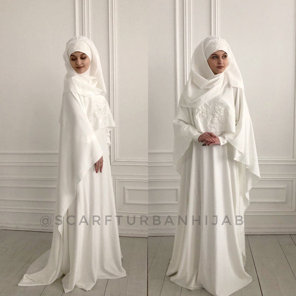 Modesty Wedding costume dress with cape and hijab