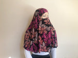 Black and pink printed Transformer hijab niqab