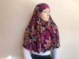 Black and pink printed Transformer hijab niqab