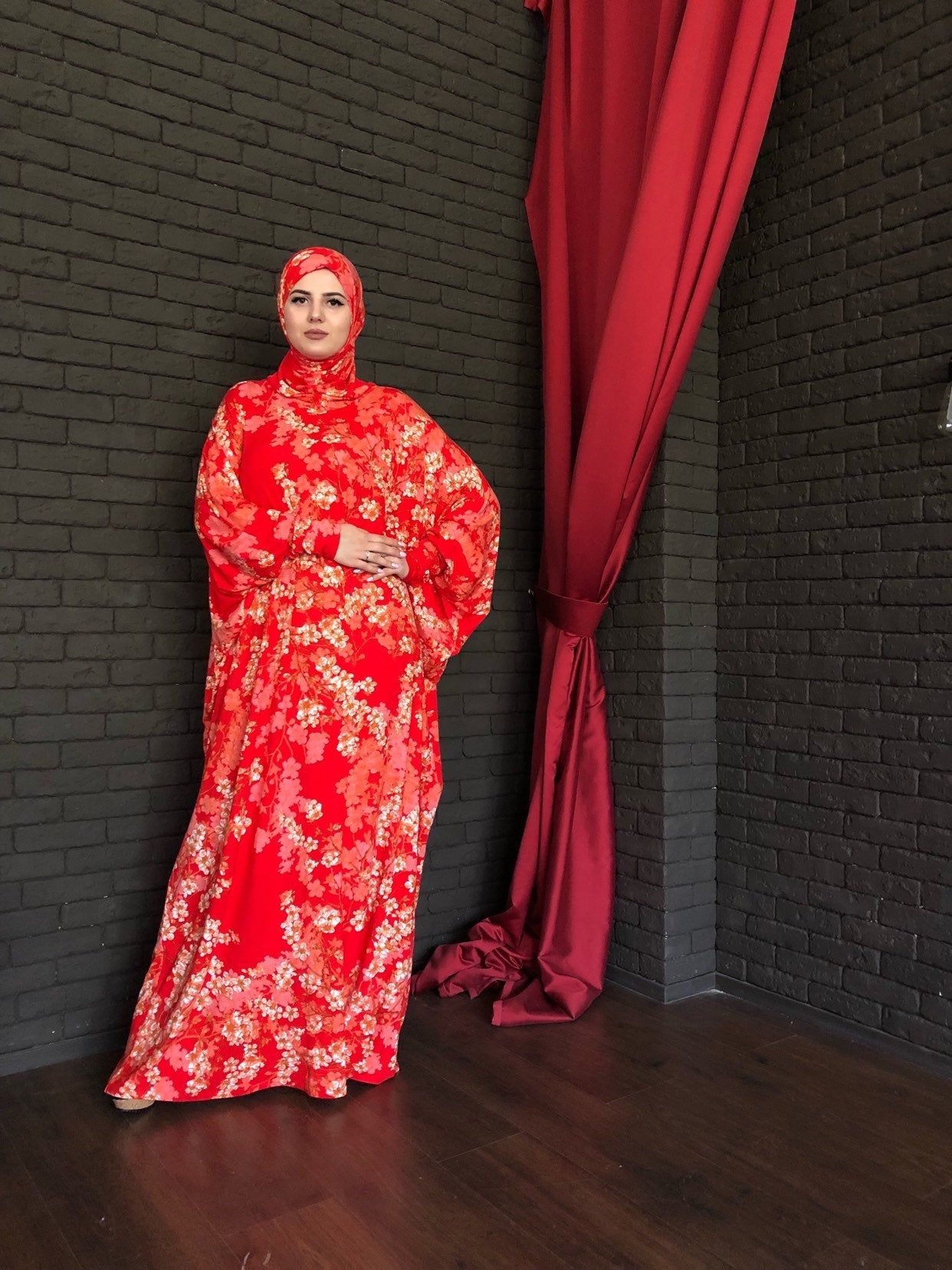 fitted lace wedding dress Red With White Polka Dots Plus Size Women's V-neck Long Sleeve Dress –  Ambrie main image 0