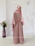 Modesty blush pink dress with hijab and cape