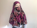 Black and pink printed Transformer hijab niqab