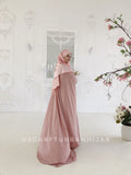 Modesty blush pink dress with hijab and cape