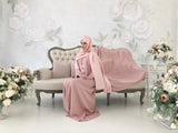 Modesty blush pink dress with hijab and cape