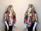 Yellow floral hijab transformer to niqab