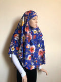 Royal blue floral hijab niqab