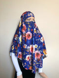 Royal blue floral hijab niqab