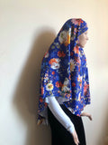 Royal blue floral hijab niqab