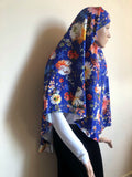 Royal blue floral hijab niqab