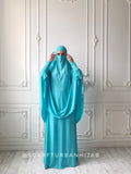 Bright turquoise Khimar niqab transformer with skirt