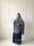 Transformer  navy blue floral print Khimar niqab
