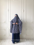 Transformer  navy blue floral print Khimar niqab