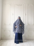 Transformer  blue and white geometric print Khimar niqab