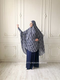 Transformer  blue and white geometric print Khimar niqab