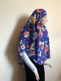 Royal blue floral hijab niqab