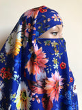 Royal blue floral hijab niqab