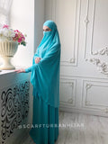 Bright turquoise Khimar niqab transformer with skirt