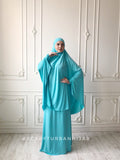 Bright turquoise Khimar niqab transformer with skirt