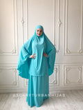 Bright turquoise Khimar niqab transformer with skirt