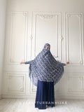 Transformer  blue and white geometric print Khimar niqab