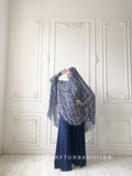 Transformer  blue and white geometric print Khimar niqab