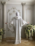 White velvet fee size maxi dress with hood