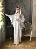 White velvet fee size maxi dress with hood