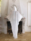 White velvet fee size maxi dress with hood