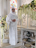 White velvet fee size maxi dress with hood