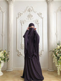 Eggplant Khimar niqab transformer with skirt