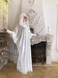 White velvet fee size maxi dress with hood