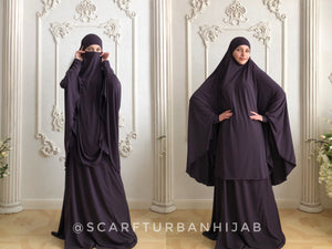 Eggplant Khimar niqab transformer with skirt