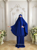 Electric blue Khimar niqab transformer with skirt