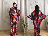 Red Floral Maxi Dress free Size