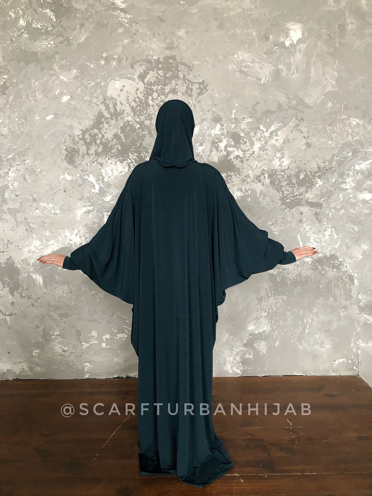 Emerald Green dress free size with attached hijab ScarfTurbanHijab Emerald Green dress free size with attached hijab ScarfTurbanHijab