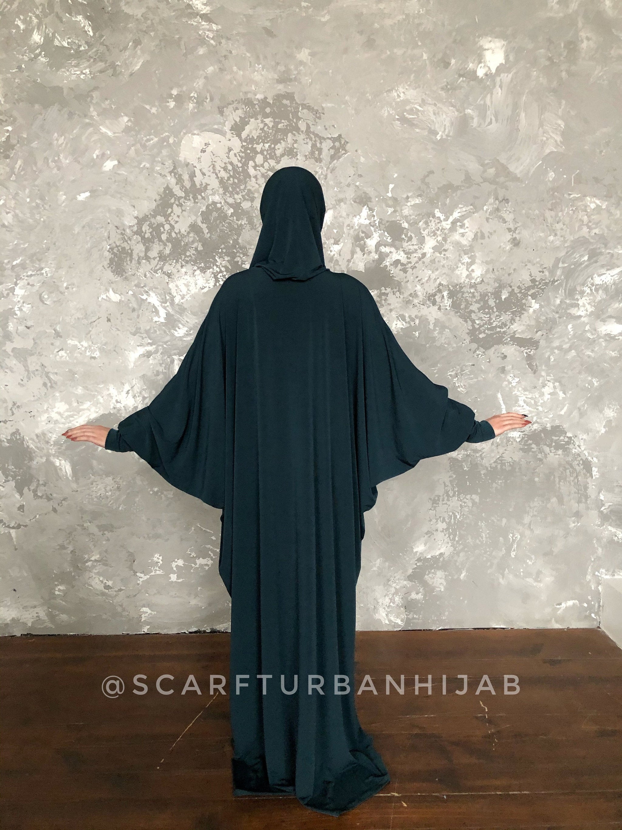 Emerald Green dress free size with attached hijab ScarfTurbanHijab Emerald Green dress free size with attached hijab ScarfTurbanHijab