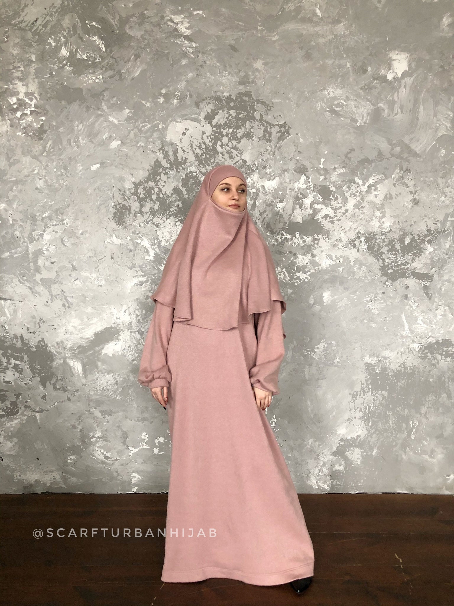 Winter basic Maxi dress blush pink ScarfTurbanHijab Winter basic Maxi dress blush pink ScarfTurbanHijab