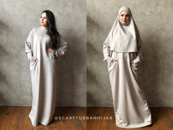 winter muslim dress with hood