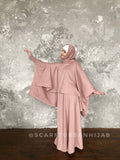 Blush pink wool suit, winter Jilbab suit with skirt
